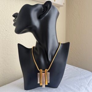 Vintage Avon Gold Tone Snake Chain Necklace Geometric Pendant Statement 16”